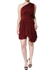 Dolce & Gabbana Red One Shoulder Pleated A-line Mini Dress - IT40|S - Dresses