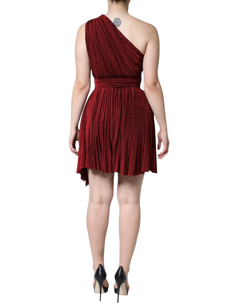 Dolce & Gabbana Red One Shoulder Pleated A-line Mini Dress - IT40|S - Dresses