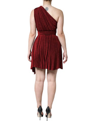Dolce & Gabbana Red One Shoulder Pleated A-line Mini Dress - IT40|S - Dresses