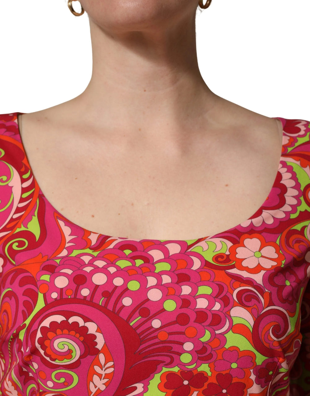 Dolce & Gabbana Red Paisley Floral Print Sheath Midi Dress - IT48|XXL