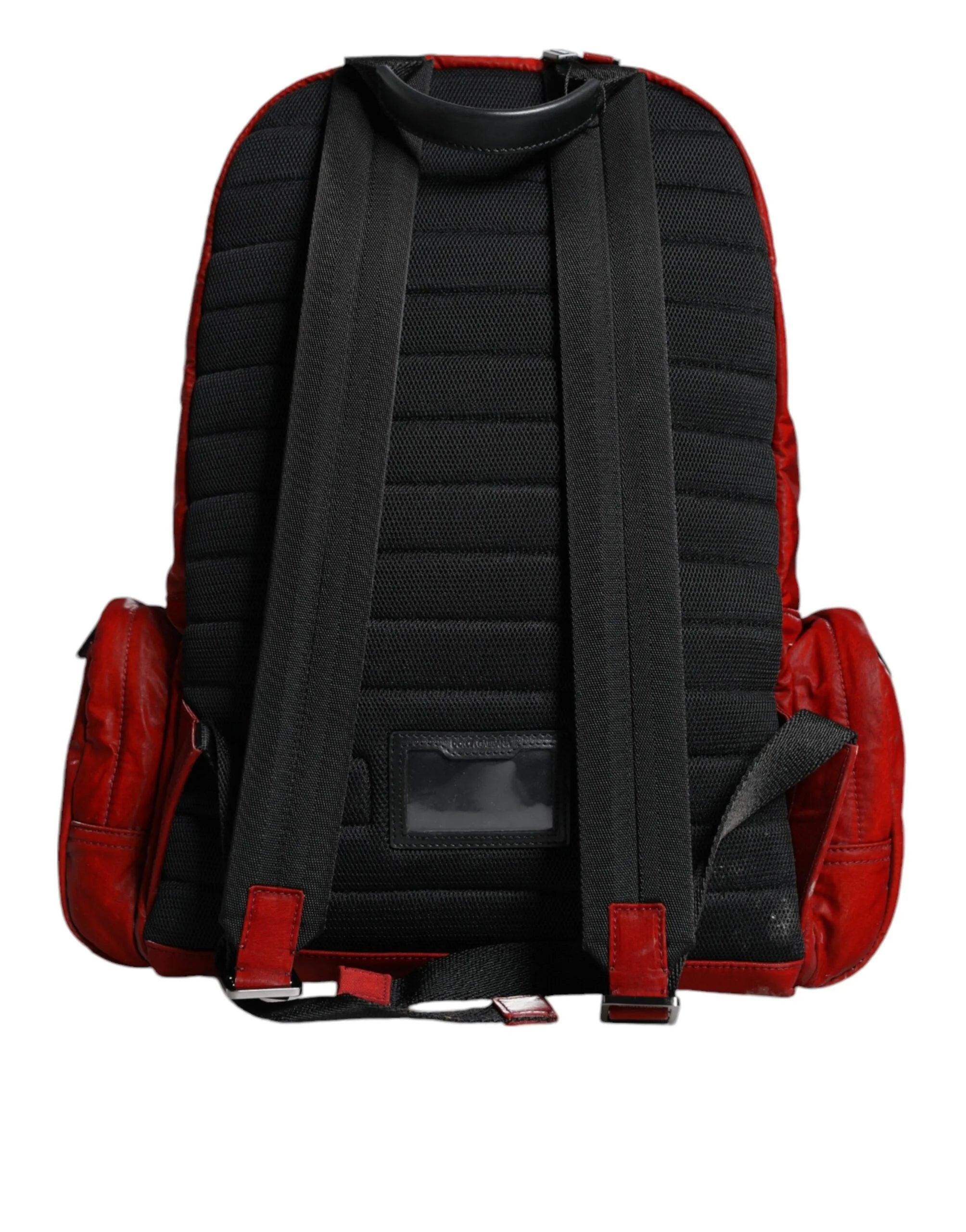 Dolce & Gabbana Red Patent Leather Logo Plaque Backpack Bag - Backpacks