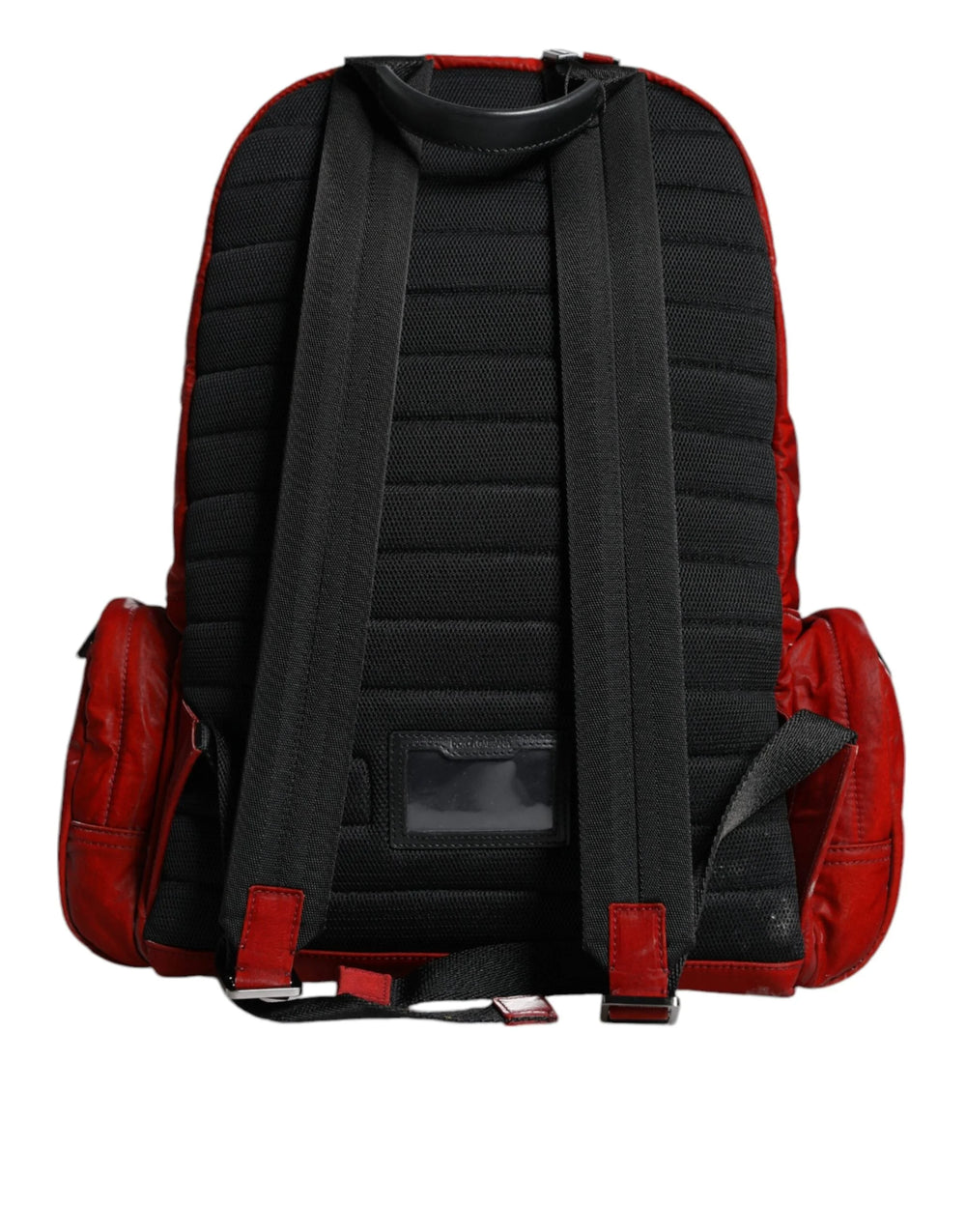 Dolce & Gabbana Red Patent Leather Logo Plaque Backpack Bag - Backpacks