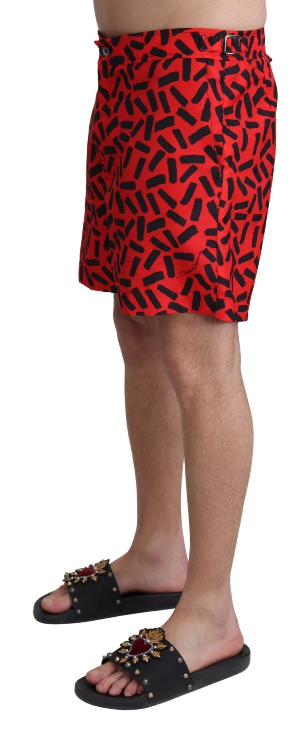 Dolce & Gabbana Red Patterned Beachwear Shorts Swimwear - IT4 | S - Swim Boxers