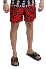 Dolce & Gabbana Red Patterned Beachwear Shorts Swimwear - IT4 | S - Swim Boxers