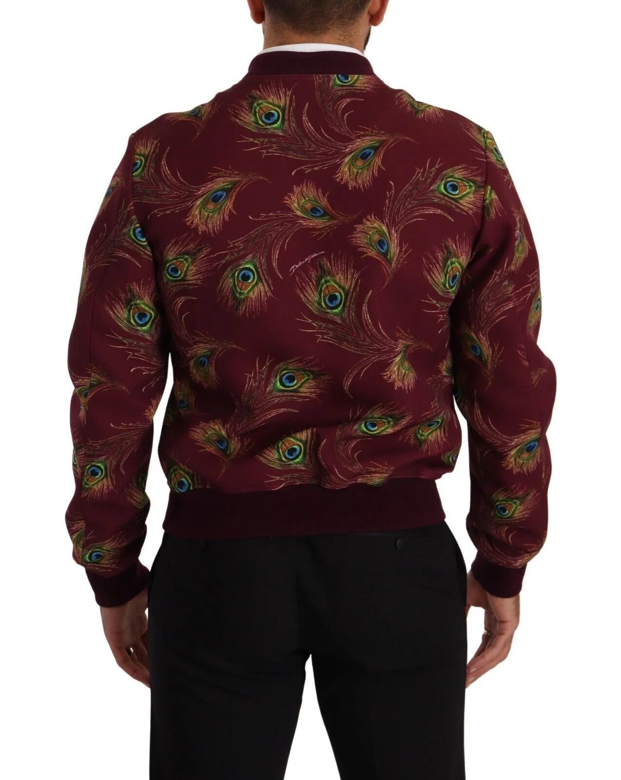 Dolce & Gabbana Red Peacock Polyester Stretch Full Zip Jacket - IT48 | M - Bomber Jackets
