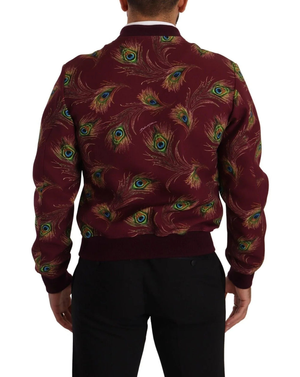 Dolce & Gabbana Red Peacock Polyester Stretch Full Zip Jacket - IT48 | M - Bomber Jackets