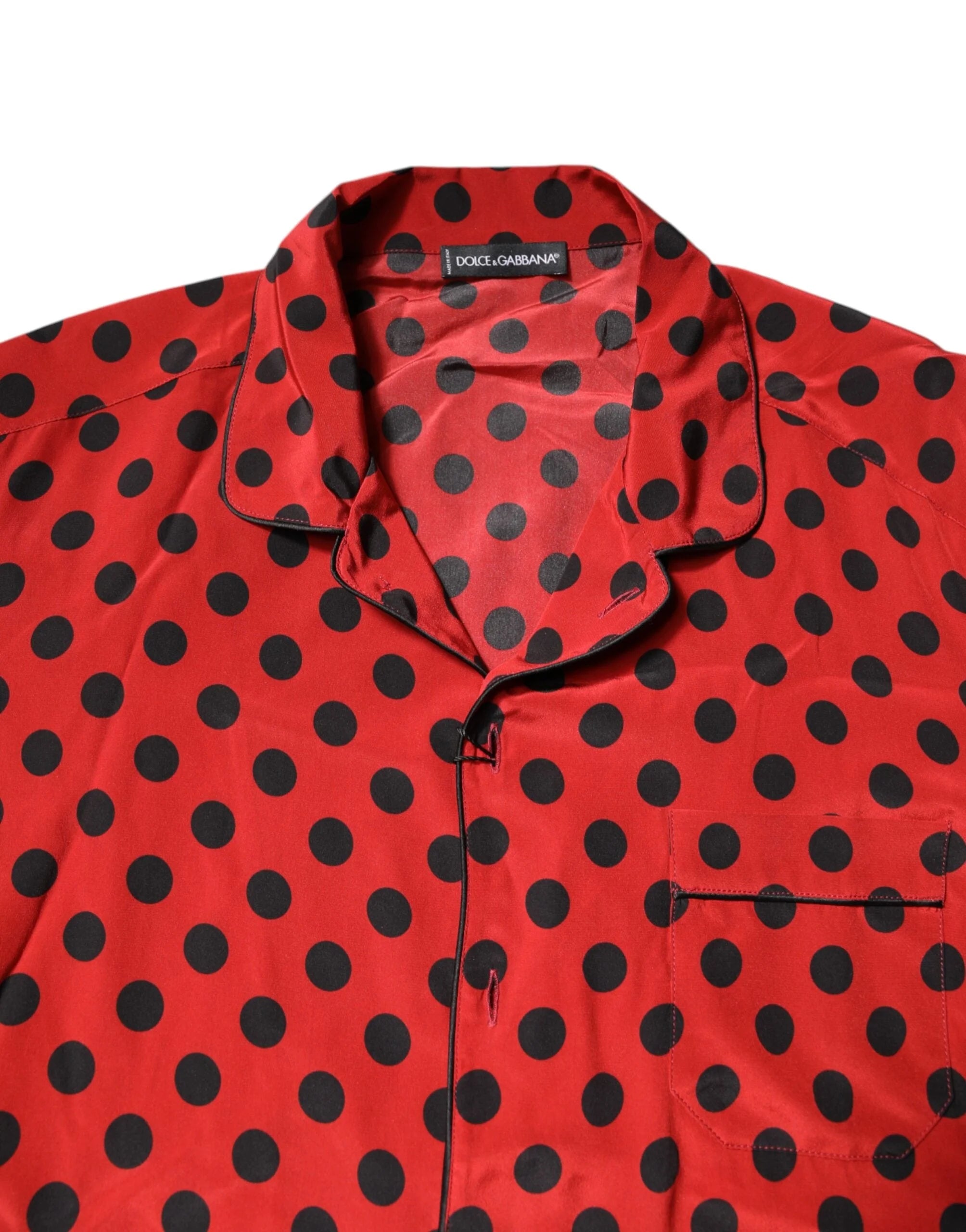 Dolce & Gabbana Red Polka Dot Silk Long Sleeve Shirt - IT39 | S - Shirts