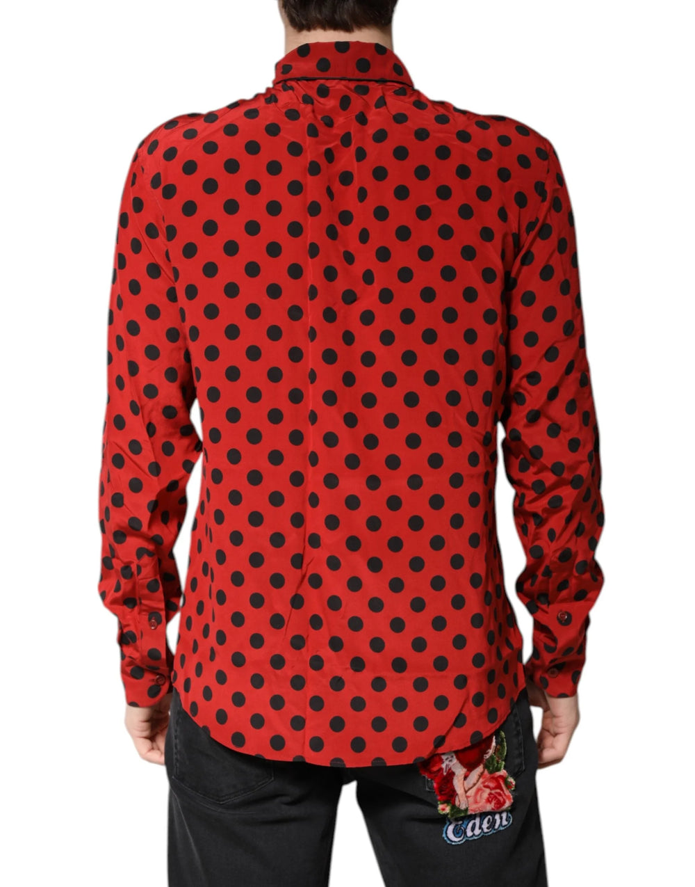 Dolce & Gabbana Red Polka Dot Silk Long Sleeve Shirt - IT39 | S - Shirts