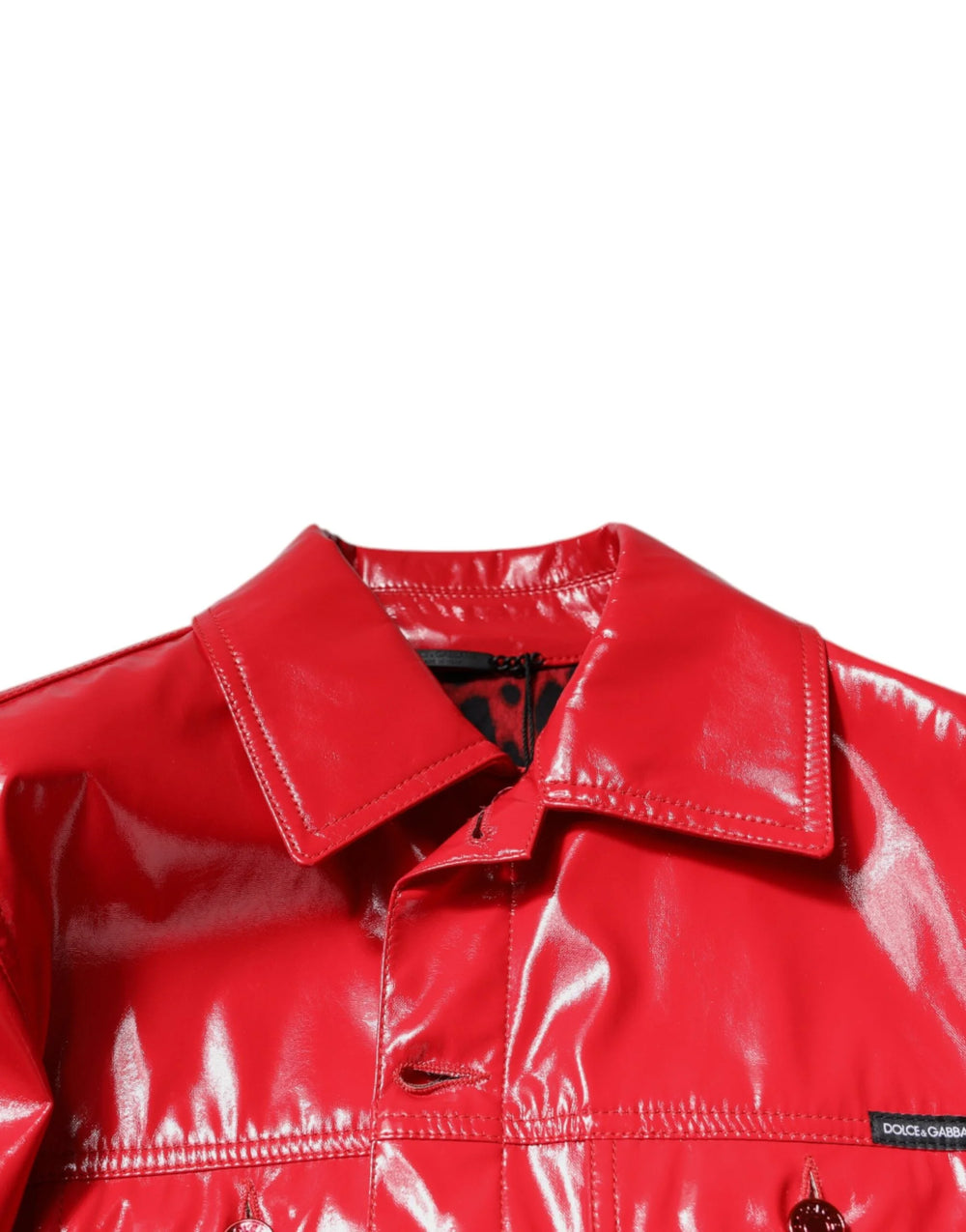 Dolce & Gabbana Red Polyester Button Down Collared Jacket - IT48 | M - Coats & Jackets