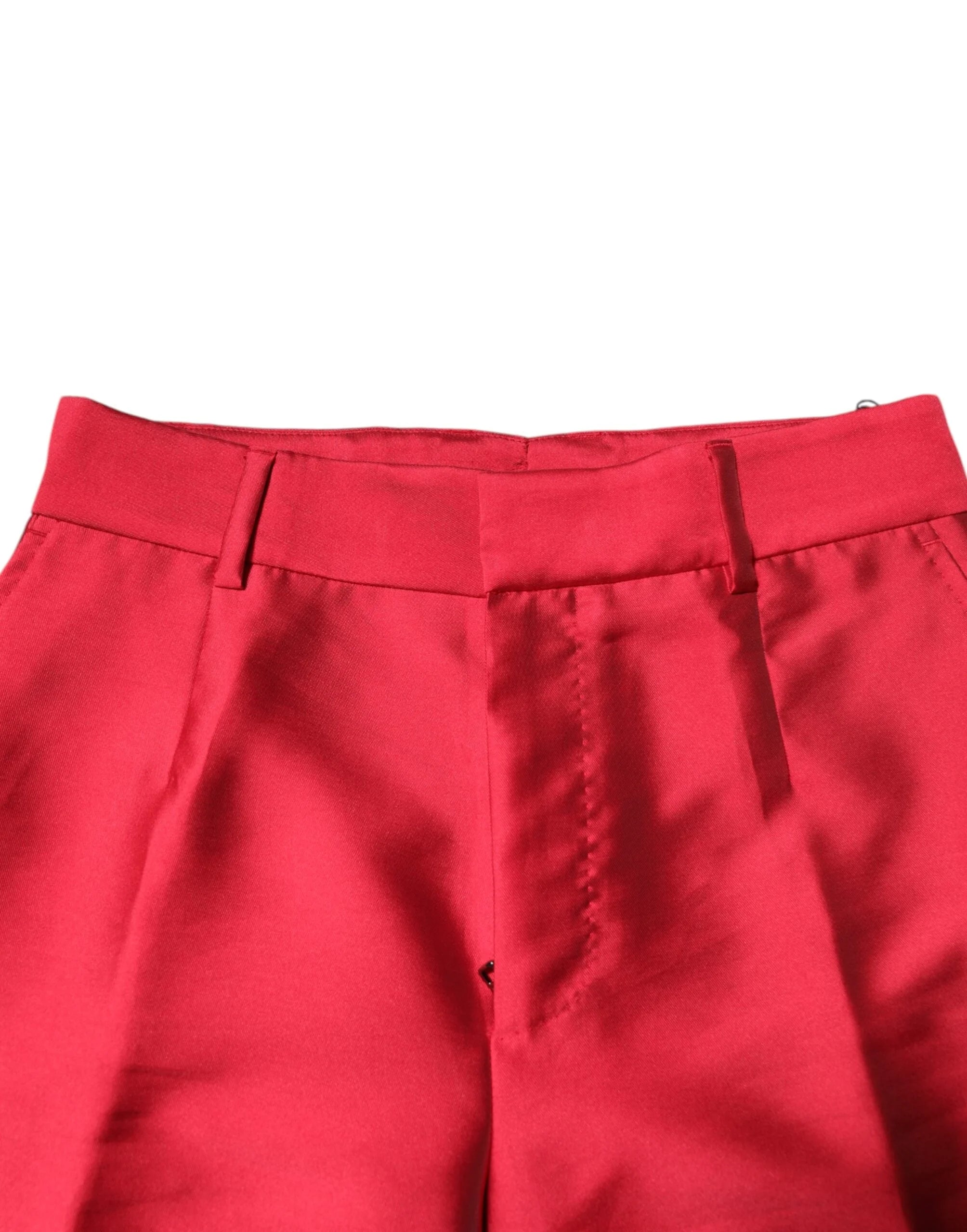 Dolce & Gabbana Red Polyester Cropped Dress Pants - IT46 | S - Trousers