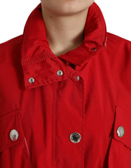 Dolce & Gabbana Red Polyester Hooded Button Rain Coat Jacket - IT40|S - Rain Coats