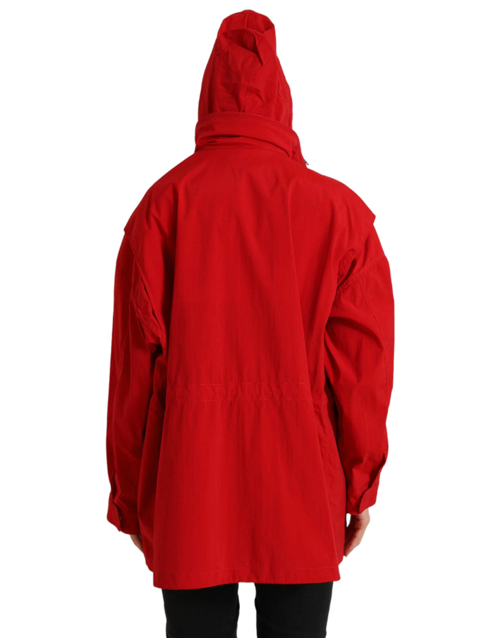 Dolce & Gabbana Red Polyester Hooded Button Rain Coat Jacket - IT40|S - Rain Coats