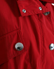 Dolce & Gabbana Red Polyester Hooded Button Rain Coat Jacket - IT40|S - Rain Coats