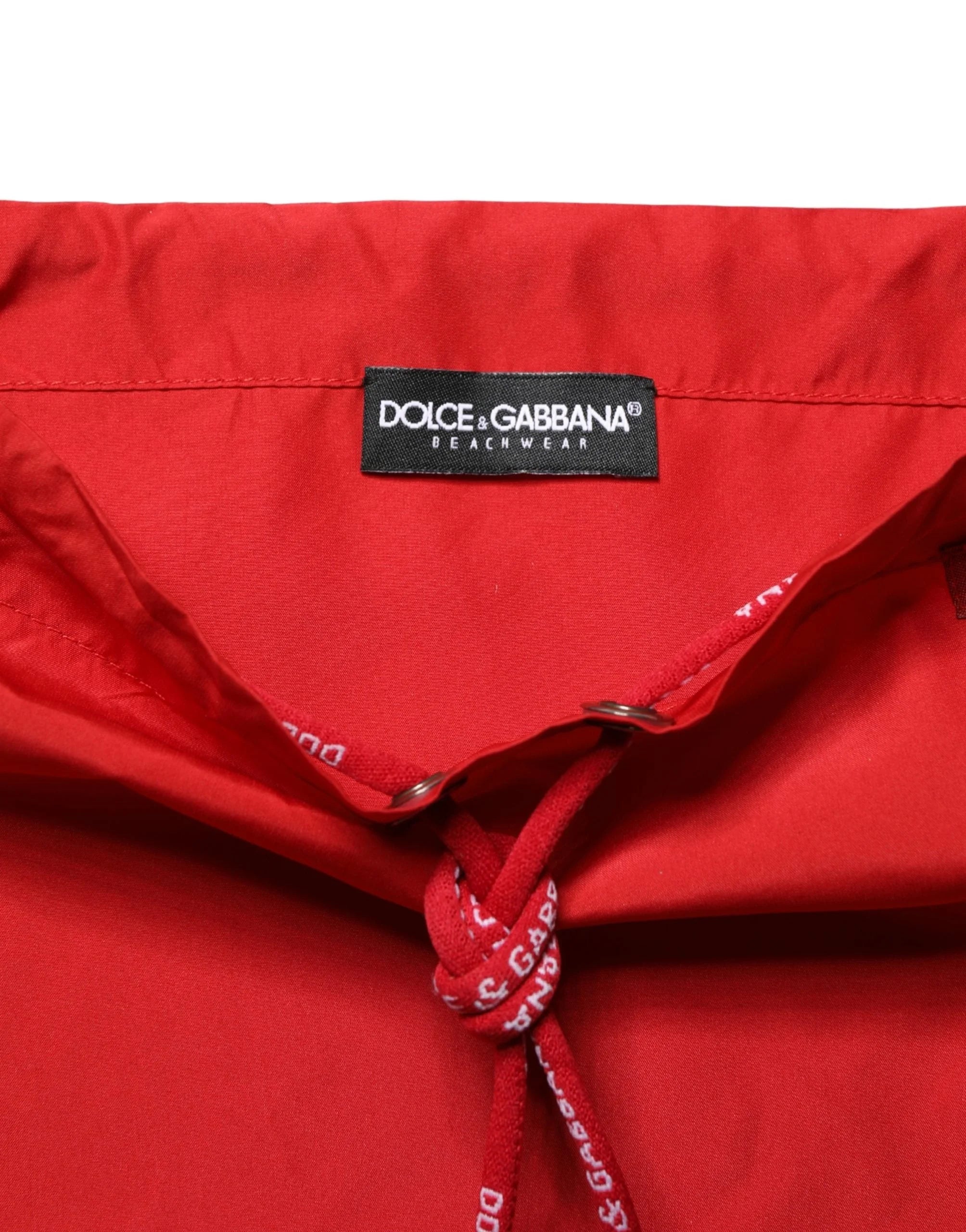 Dolce & Gabbana Røde polyester herre shorts med knyttebånd Badebekledning - IT4 | S