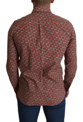 Dolce & Gabbana Red Printed Knight Formal Dress MARTINI Shirt - IT39 | S - Shirts
