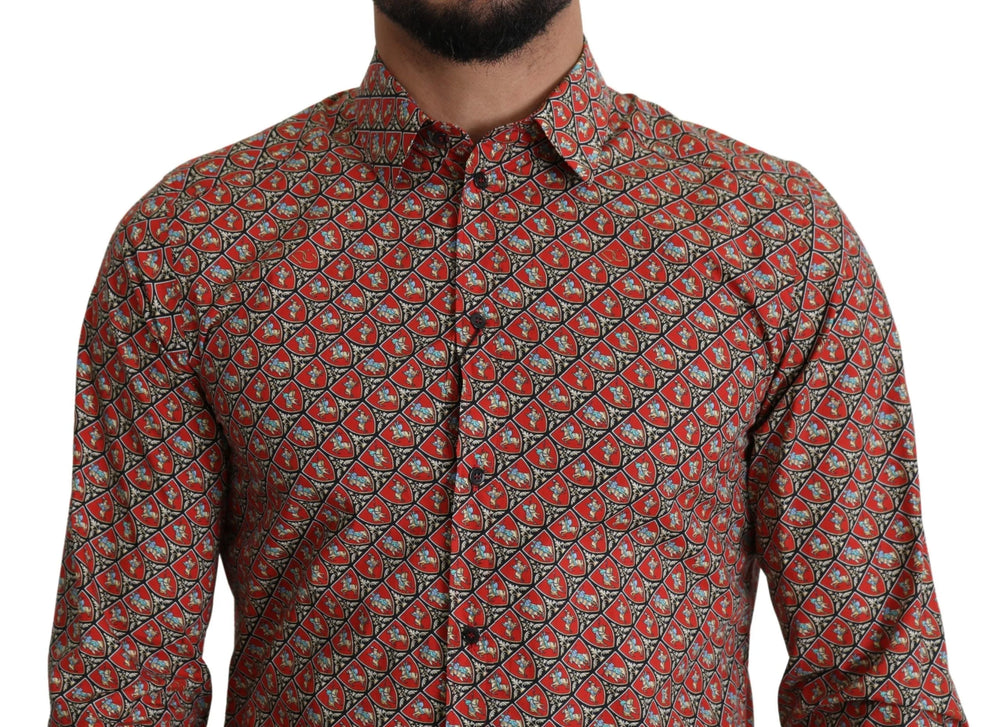 Dolce & Gabbana Red Printed Knight Formal Dress MARTINI Shirt - IT39 | S - Shirts
