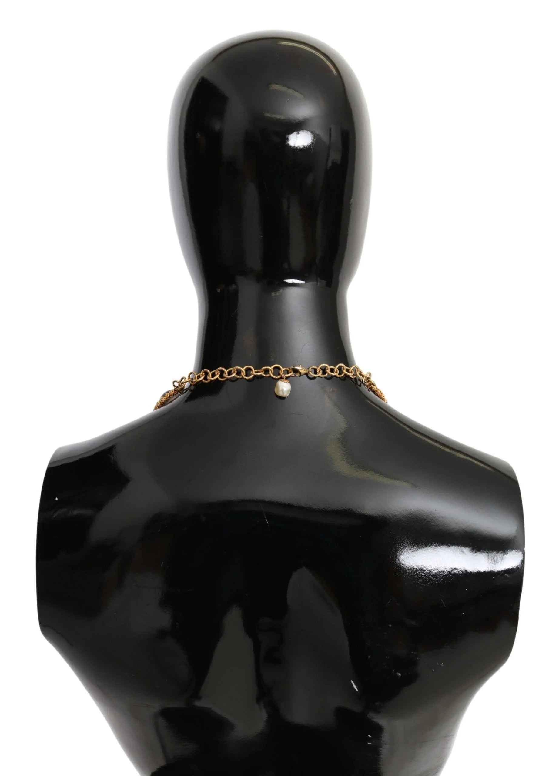 Dolce & Gabbana Red Purple Crystal Floral Chain Statement Gold Brass Necklace - Necklaces