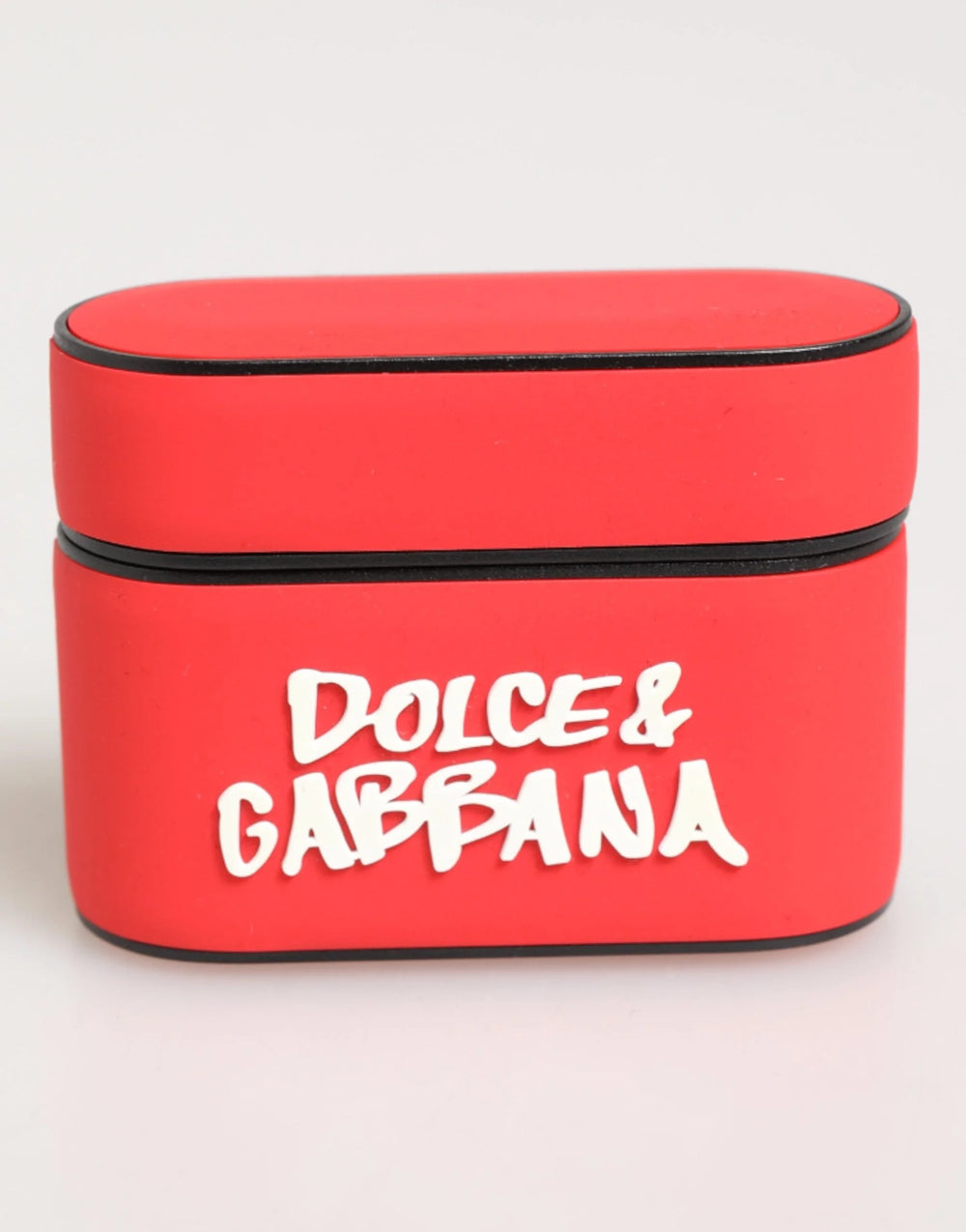 Dolce & Gabbana Red PVC DG Logo Embossed Men Flip Holder Airpods Case - Headphone Carrying Cases
