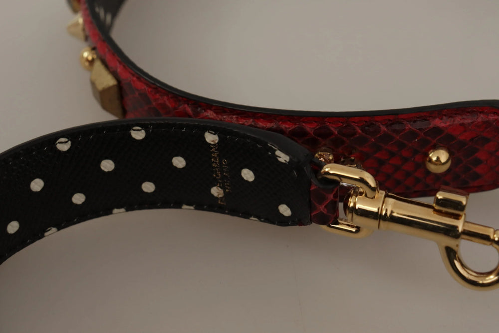 Dolce & Gabbana Red Python Leather Crystals Reversible Shoulder Strap - Handbag & Wallet Accessories