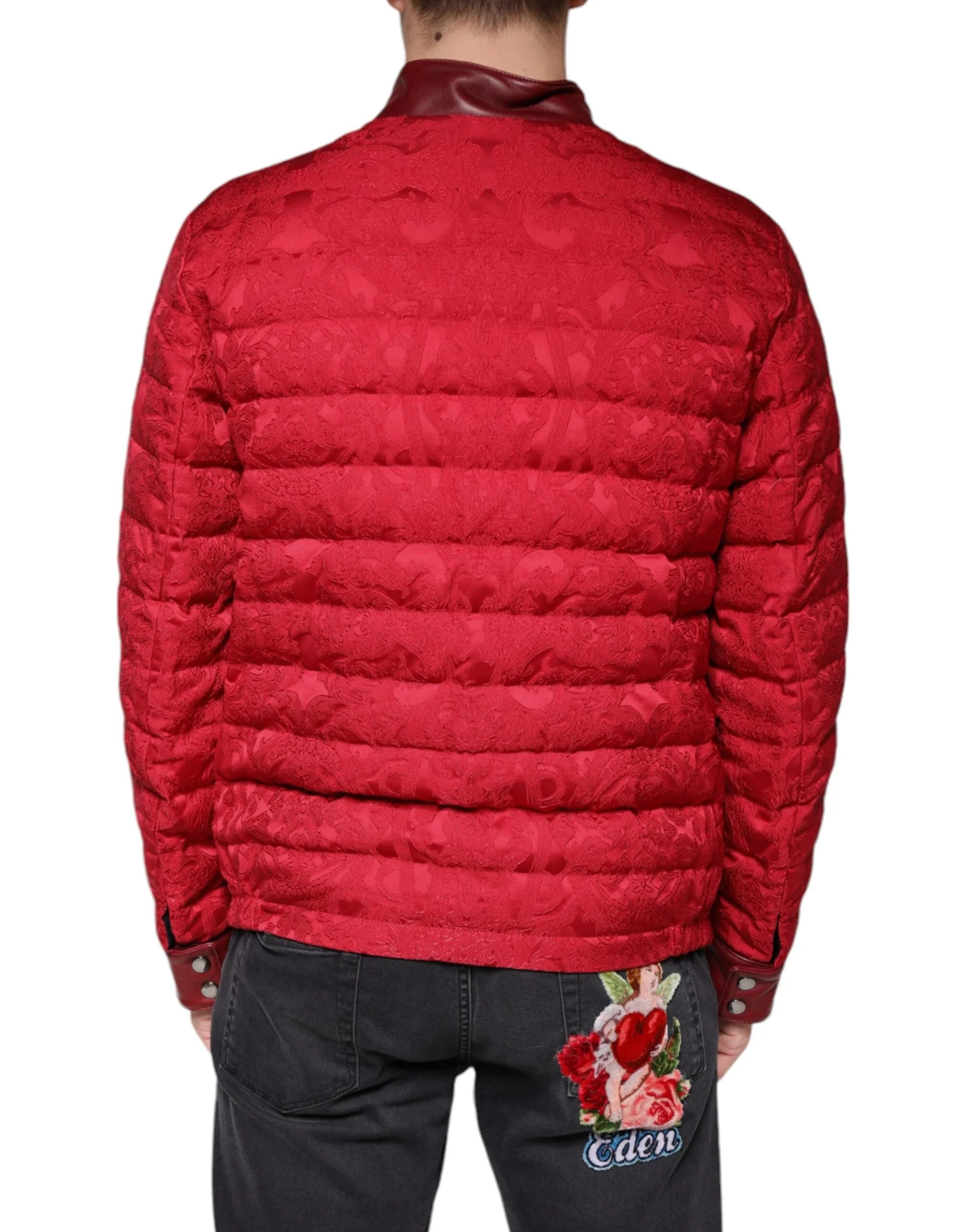 Dolce & Gabbana Red Quilted Bomber Gold Crown Logo Jacket - IT52 | XL - Puffer Jackets