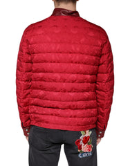Dolce & Gabbana Red Quilted Bomber Gold Crown Logo Jacket - IT52 | XL - Puffer Jackets