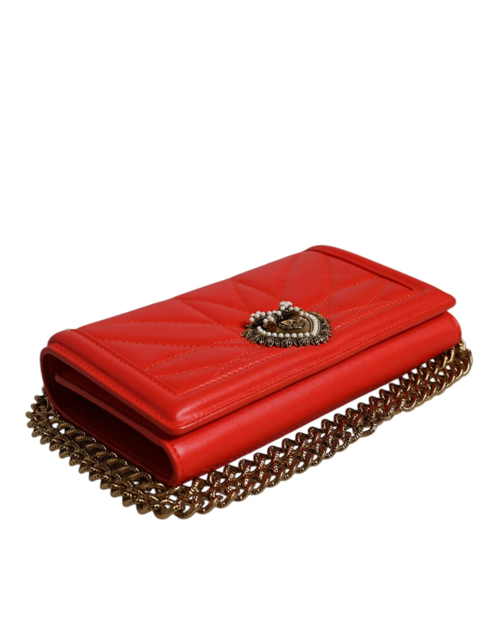 Dolce & Gabbana Red Quilted Devotion Crossbody Chain Phone Cover Bag - Cross Body Bags