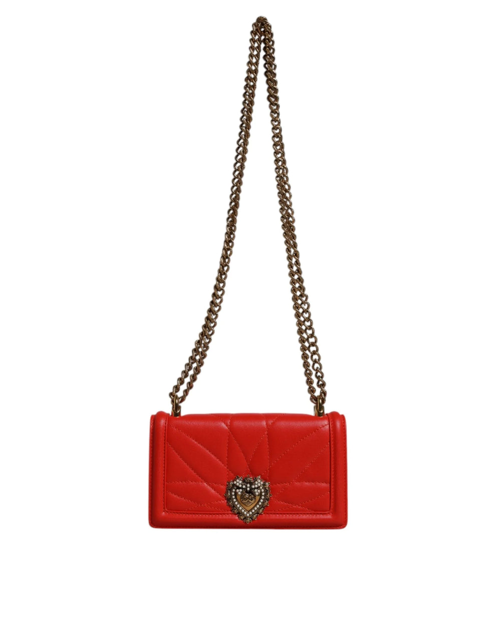 Dolce & Gabbana Red Quilted Devotion Crossbody Chain Phone Cover Bag - Cross Body Bags