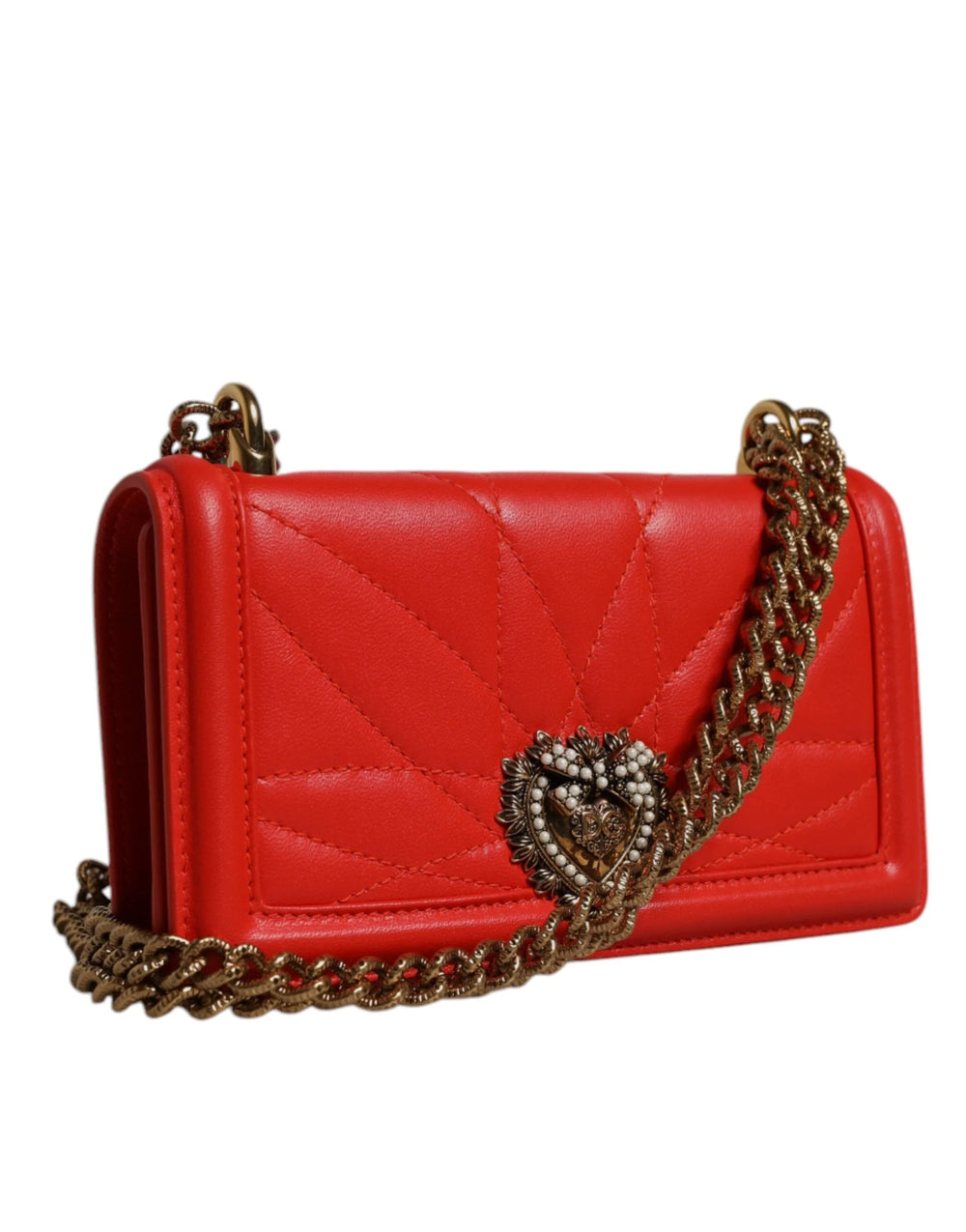 Dolce & Gabbana Red Quilted Devotion Crossbody Chain Phone Cover Bag - Cross Body Bags