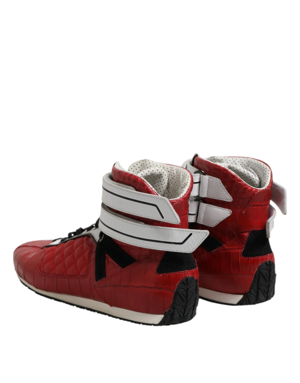 Dolce & Gabbana Red Quilted Leather Lace Up Sneakers Shoes - EU44/US11 - Sneakers