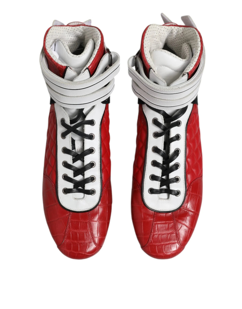 Dolce & Gabbana Red Quilted Leather Lace Up Sneakers Shoes - EU44/US11