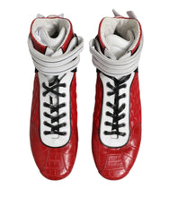 Dolce & Gabbana Red Quilted Leather Lace Up Sneakers Shoes - EU44/US11