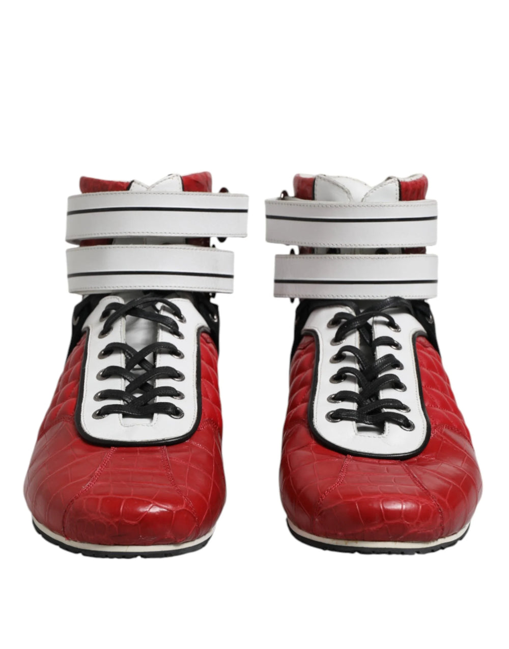 Dolce & Gabbana Red Quilted Leather Lace Up Sneakers Shoes - EU44/US11
