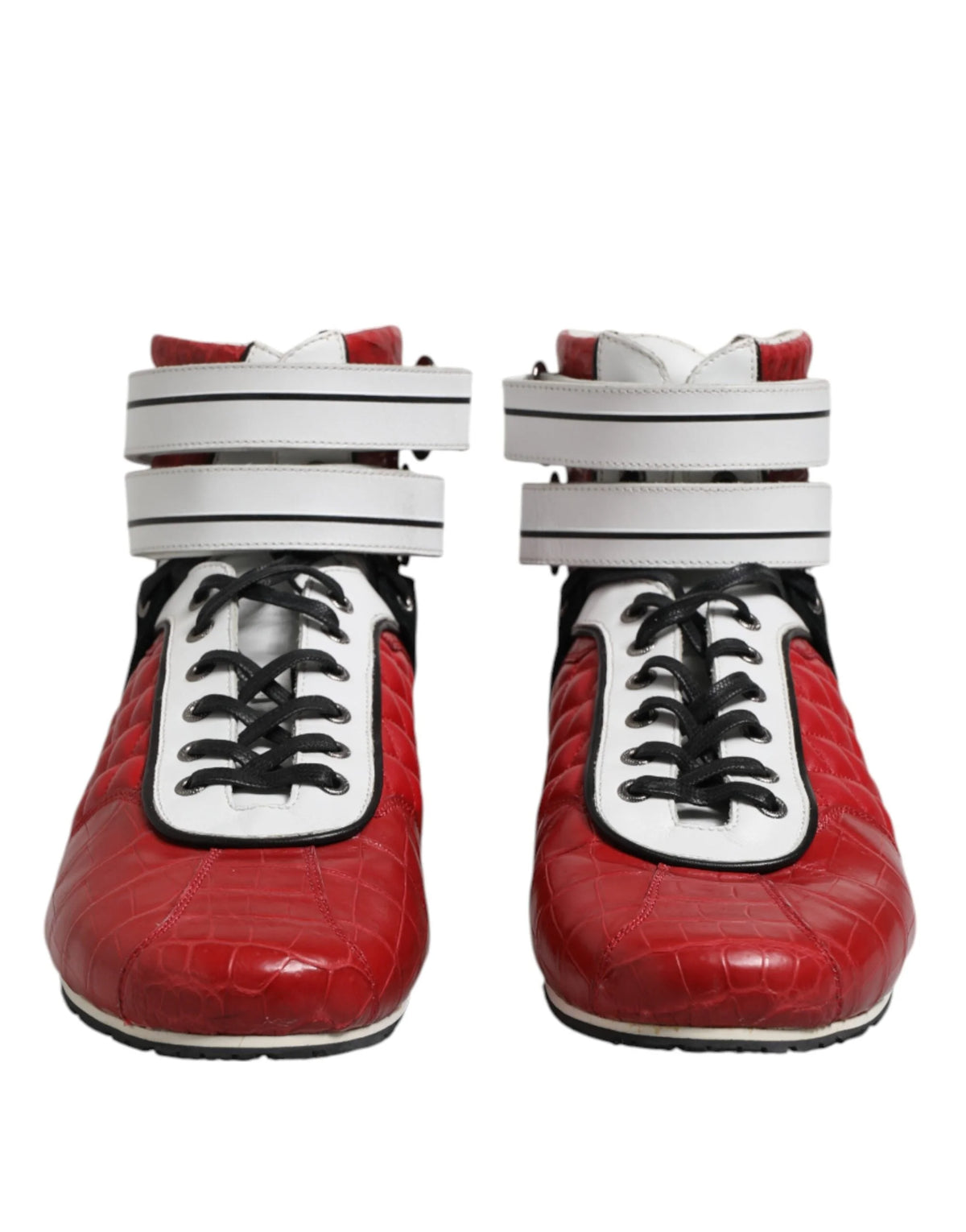 Dolce & Gabbana Red Quilted Leather Lace Up Sneakers Shoes - EU44/US11