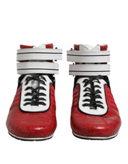 Dolce & Gabbana Red Quilted Leather Lace Up Sneakers Shoes - EU44/US11