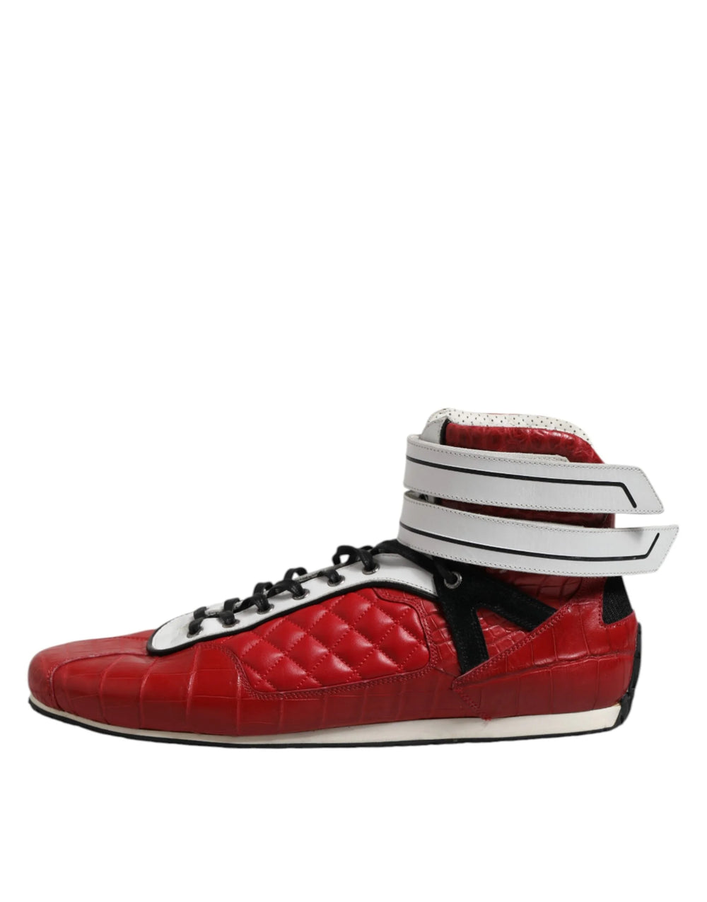 Dolce & Gabbana Red Quilted Leather Lace Up Sneakers Shoes - EU44/US11 - Sneakers