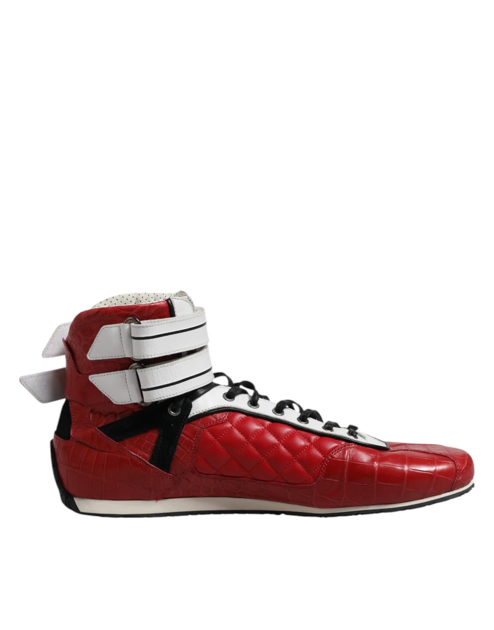 Dolce & Gabbana Red Quilted Leather Lace Up Sneakers Shoes - EU44/US11