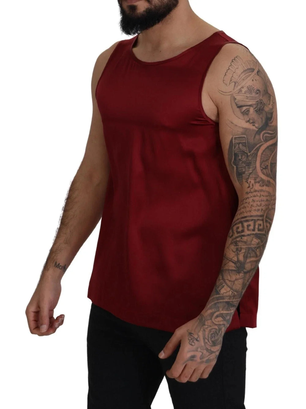 Dolce & Gabbana Red Round Neck Sleeveless Silk T-shirt - IT50 | L - Tank Tops