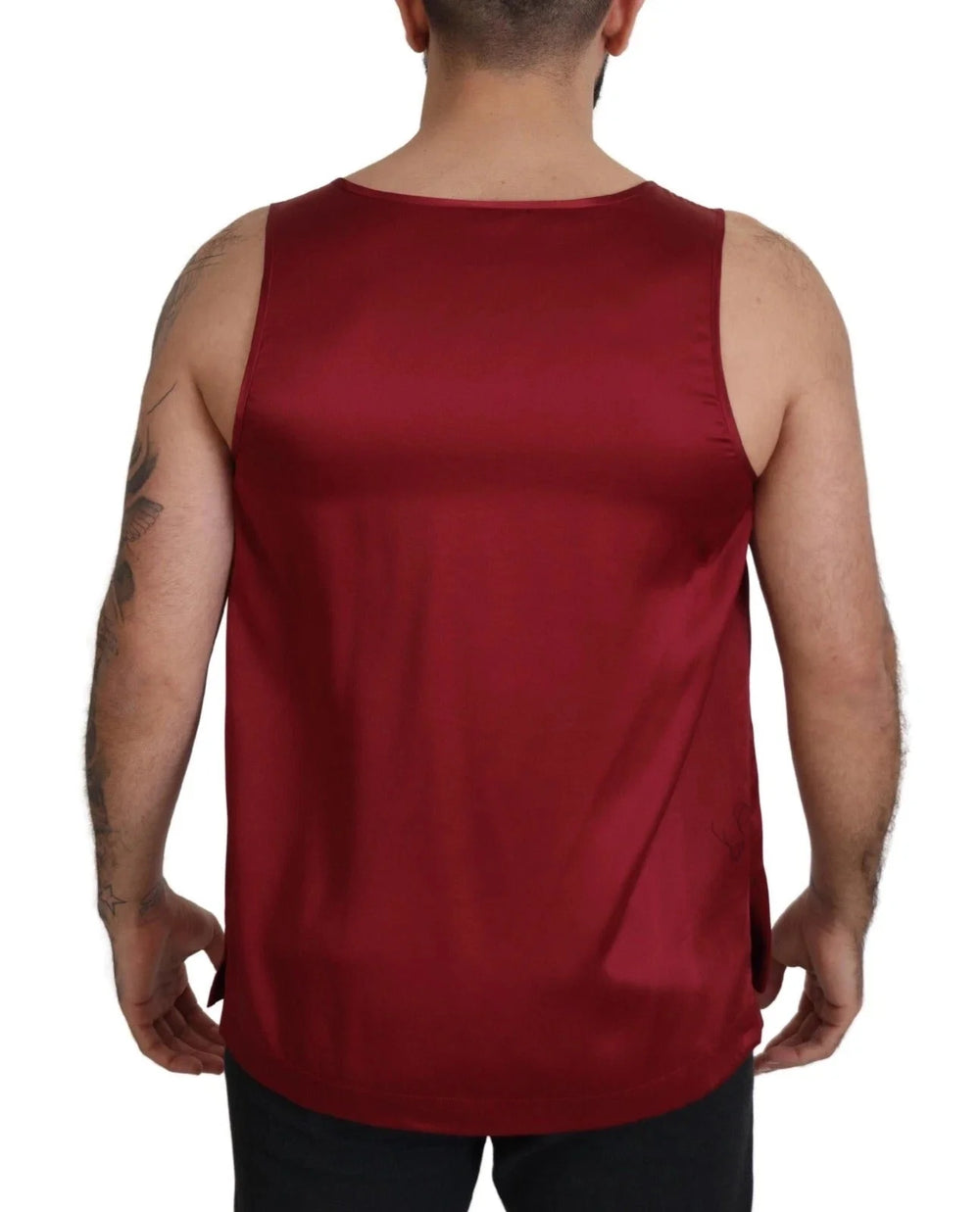 Dolce & Gabbana Red Round Neck Sleeveless Silk T-shirt - IT50 | L - Tank Tops