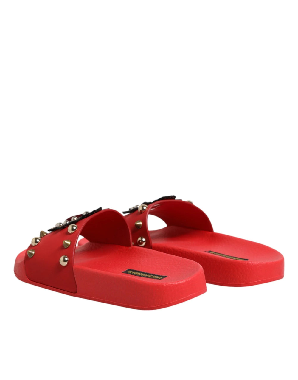 Dolce & Gabbana Red Sacred Heart Stud Slides Beachwear Shoes - EU35/US4.5 - Sandals