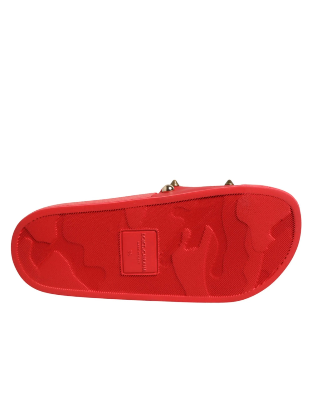 Dolce & Gabbana Red Sacred Heart Stud Slides Beachwear Shoes - EU35/US4.5 - Sandals