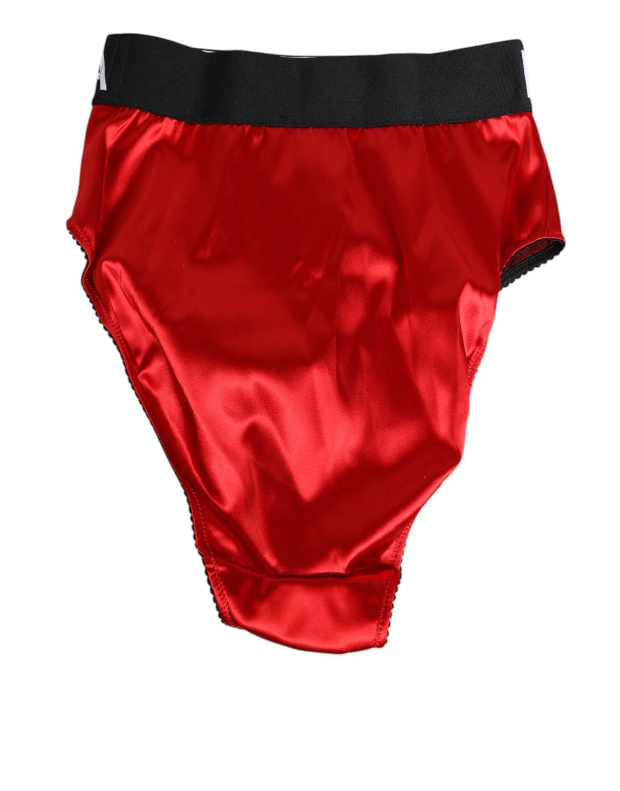 Dolce & Gabbana Red Satin High-Waist Briefs Logo Women Underwear - IT2 | S - Briefs