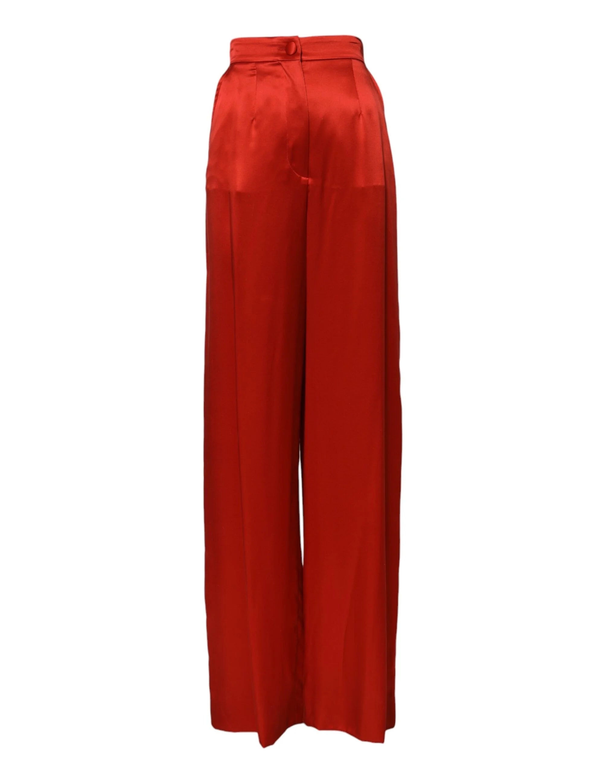 Dolce & Gabbana Red Satin High Waist Wide Leg Pants - IT38 | XS - Trousers