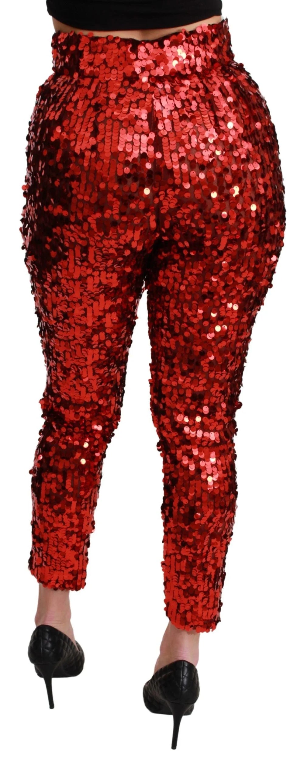 Dolce & Gabbana Red Sequined Cropped Trousers Pants - IT40|S - Trousers