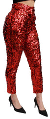 Dolce & Gabbana Red Sequined Cropped Trousers Pants - IT40|S - Trousers