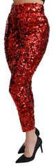 Dolce & Gabbana Red Sequined Cropped Trousers Pants - IT40|S - Trousers