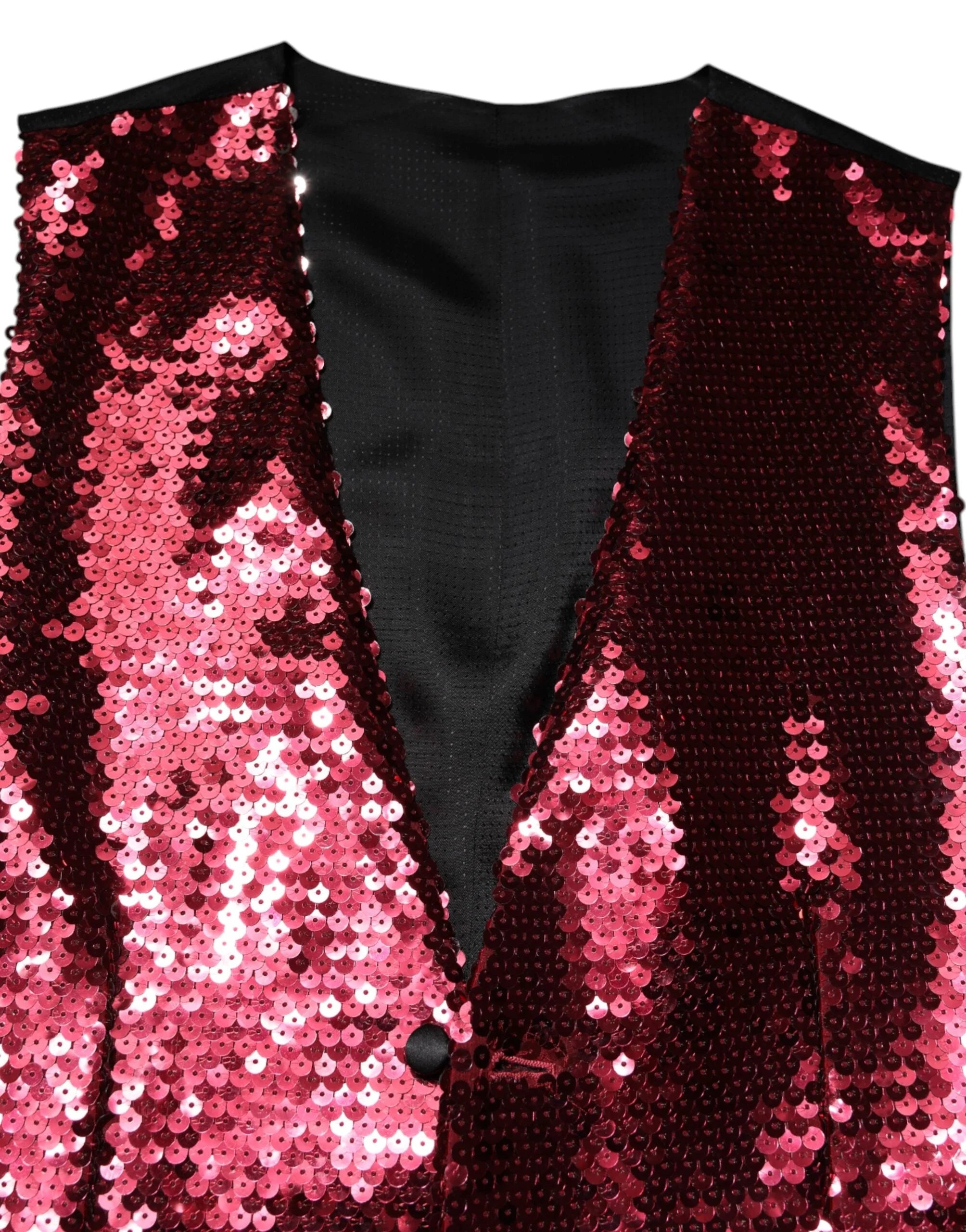 Dolce & Gabbana Red Sequined Dress Formal Men Waistcoat Vest - IT50 | L - Vests