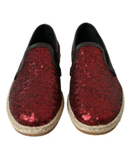 Dolce & Gabbana Red Sequined Loafers Slippers Men Shoes - EU41.5/US8.5