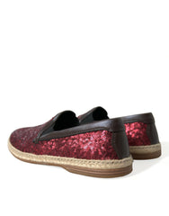 Dolce & Gabbana Red Sequined Loafers Slippers Men Shoes - EU41.5/US8.5