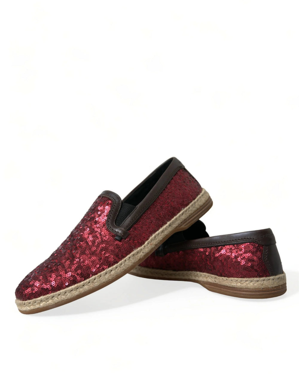 Dolce & Gabbana Red Sequined Loafers Slippers Men Shoes - Flats