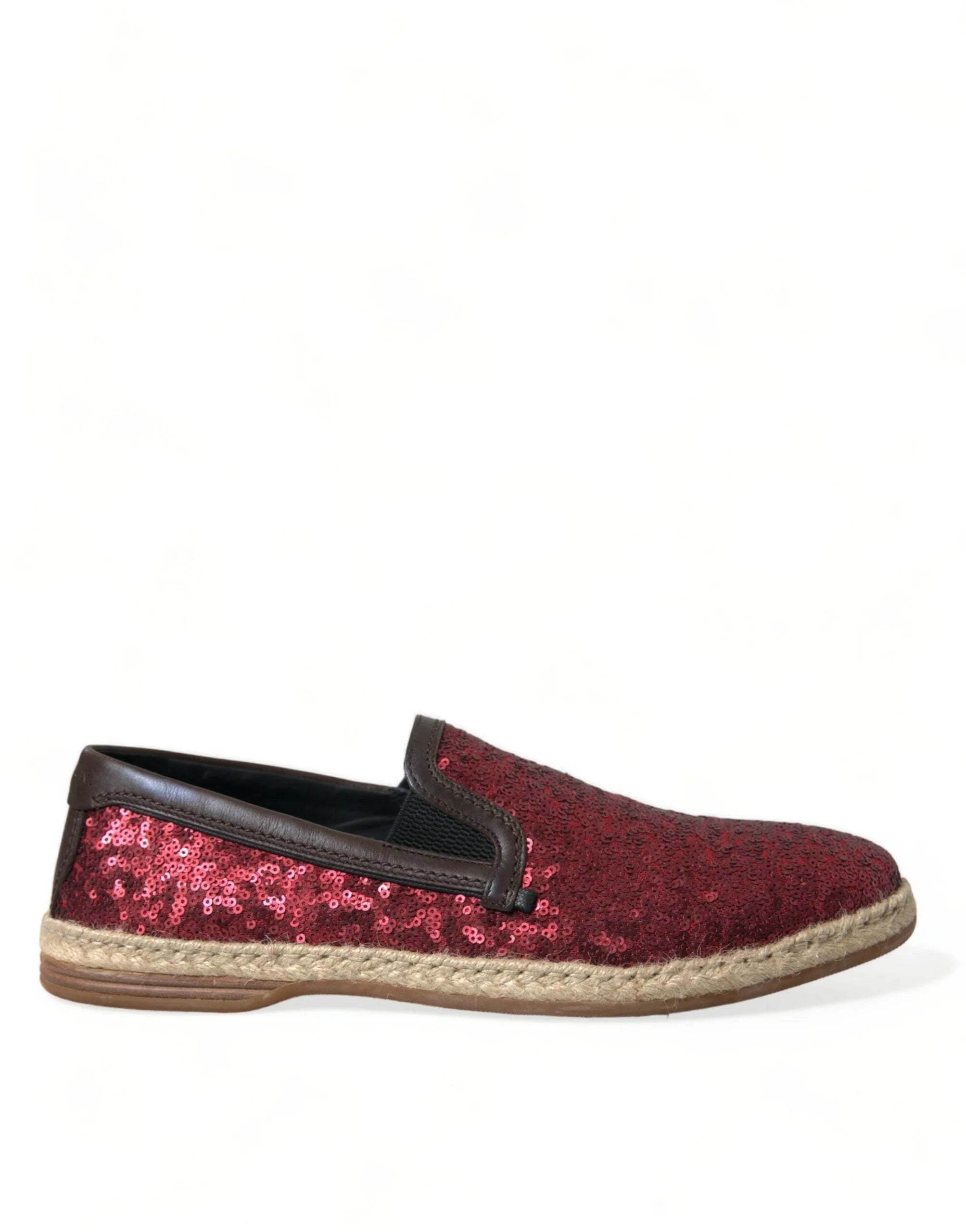Dolce & Gabbana Red Sequined Loafers Slippers Men Shoes - Flats